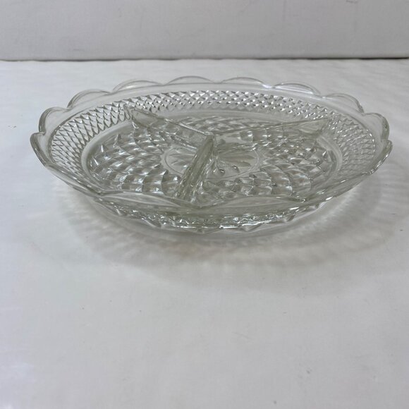 Anchor Hocking Wexford Divided Glass Round Divided Relish 8.5" Dish Vintage - Picture 2 of 9